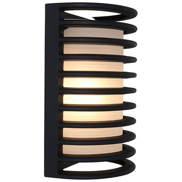 Access Lighting Bermuda 1 Light Outdoor Wall Mount, Black Finish, Ribbed Frosted Glass 20010MG-BL/RFR